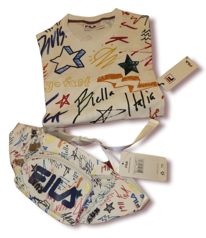 W FILA Graffiti Tshirt and Fanny Pack Set
